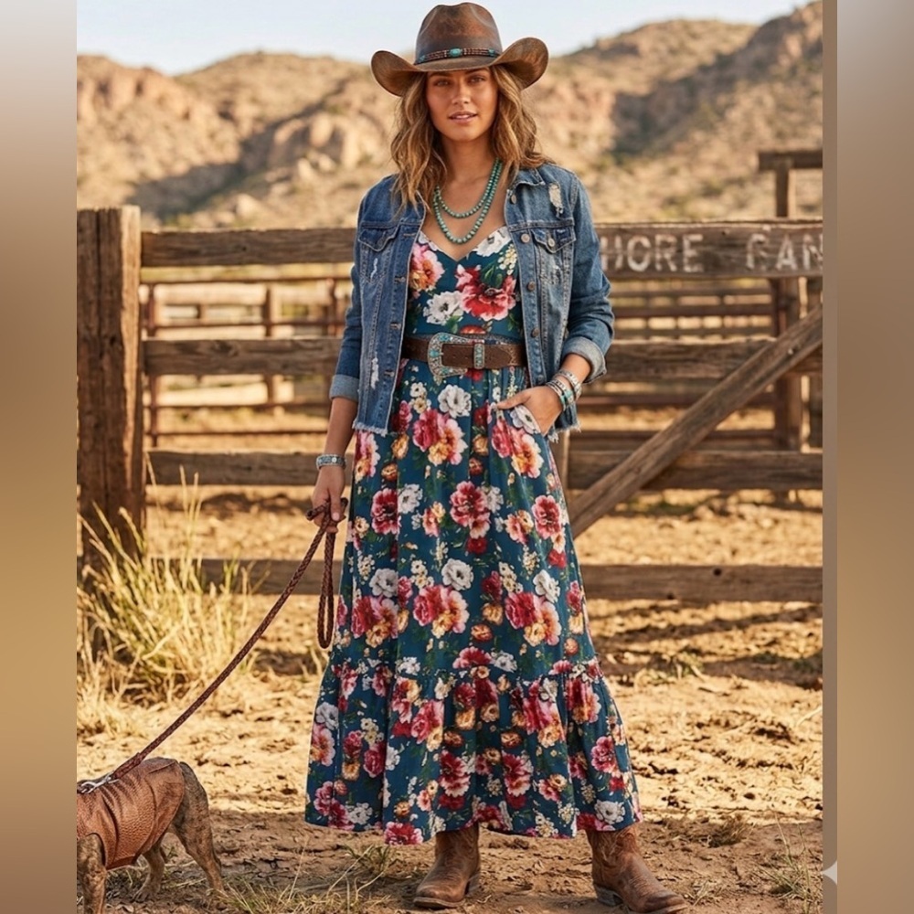 Altar'd State Henleigh Floral Maxi Dress Size N Boho Cottagecore Vacation Summer - Picture 2 of 16